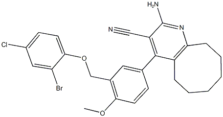 2-amino-4-{3-[(2-bromo-4-chlorophenoxy)methyl]-4-methoxyphenyl}-5,6,7,8,9,10-hexahydrocycloocta[b]pyridine-3-carbonitrile Structure