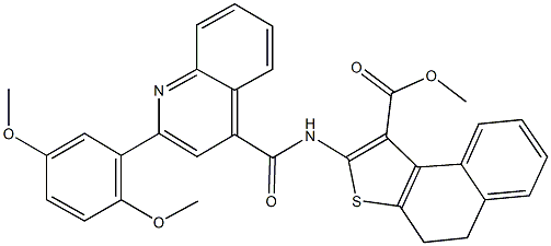 methyl 2-({[2-(2,5-dimethoxyphenyl)-4-quinolinyl]carbonyl}amino)-4,5-dihydronaphtho[2,1-b]thiophene-1-carboxylate 化学構造式