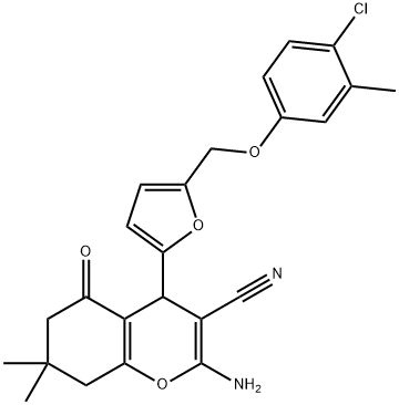 2-amino-4-{5-[(4-chloro-3-methylphenoxy)methyl]-2-furyl}-7,7-dimethyl-5-oxo-5,6,7,8-tetrahydro-4H-chromene-3-carbonitrile 结构式