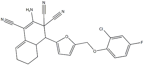 2-amino-4-{5-[(2-chloro-4-fluorophenoxy)methyl]-2-furyl}-4a,5,6,7-tetrahydro-1,3,3(4H)-naphthalenetricarbonitrile Structure