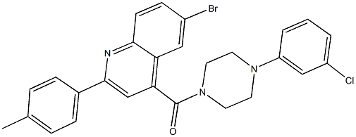 6-bromo-4-{[4-(3-chlorophenyl)-1-piperazinyl]carbonyl}-2-(4-methylphenyl)quinoline Structure