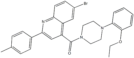 6-bromo-4-{[4-(2-ethoxyphenyl)-1-piperazinyl]carbonyl}-2-(4-methylphenyl)quinoline 化学構造式