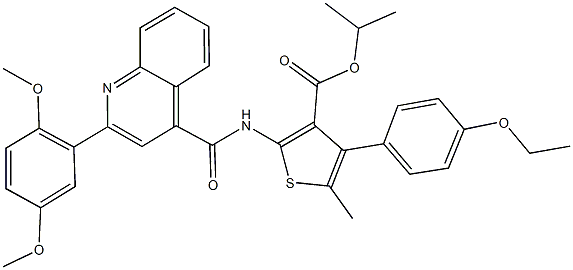 isopropyl 2-({[2-(2,5-dimethoxyphenyl)-4-quinolinyl]carbonyl}amino)-4-(4-ethoxyphenyl)-5-methyl-3-thiophenecarboxylate 结构式