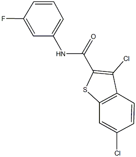 3,6-dichloro-N-(3-fluorophenyl)-1-benzothiophene-2-carboxamide Struktur