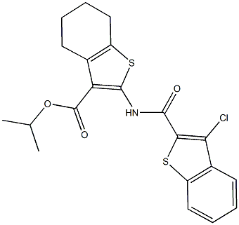 isopropyl 2-{[(3-chloro-1-benzothien-2-yl)carbonyl]amino}-4,5,6,7-tetrahydro-1-benzothiophene-3-carboxylate 结构式