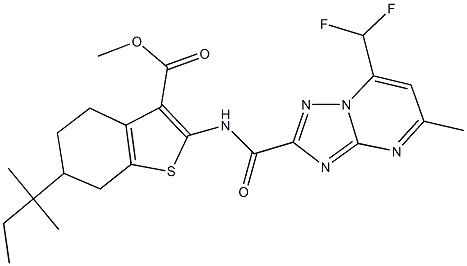 445035-40-5 methyl 2-({[7-(difluoromethyl)-5-methyl[1,2,4]triazolo[1,5-a]pyrimidin-2-yl]carbonyl}amino)-6-tert-pentyl-4,5,6,7-tetrahydro-1-benzothiophene-3-carboxylate