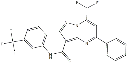 7-(difluoromethyl)-5-phenyl-N-[3-(trifluoromethyl)phenyl]pyrazolo[1,5-a]pyrimidine-3-carboxamide 化学構造式