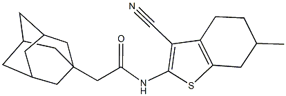 2-(1-adamantyl)-N-(3-cyano-6-methyl-4,5,6,7-tetrahydro-1-benzothien-2-yl)acetamide Struktur