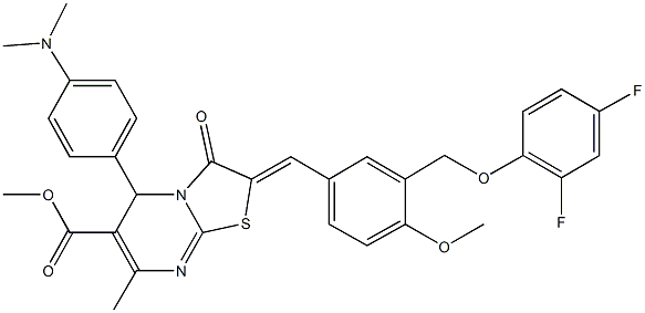 methyl 2-{3-[(2,4-difluorophenoxy)methyl]-4-methoxybenzylidene}-5-[4-(dimethylamino)phenyl]-7-methyl-3-oxo-2,3-dihydro-5H-[1,3]thiazolo[3,2-a]pyrimidine-6-carboxylate|