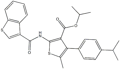 isopropyl 2-[(1-benzothien-3-ylcarbonyl)amino]-4-(4-isopropylphenyl)-5-methyl-3-thiophenecarboxylate 结构式