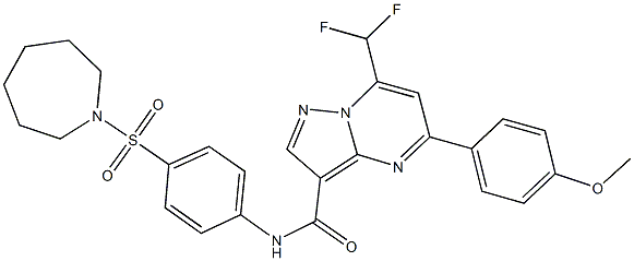 N-[4-(1-azepanylsulfonyl)phenyl]-7-(difluoromethyl)-5-(4-methoxyphenyl)pyrazolo[1,5-a]pyrimidine-3-carboxamide 结构式