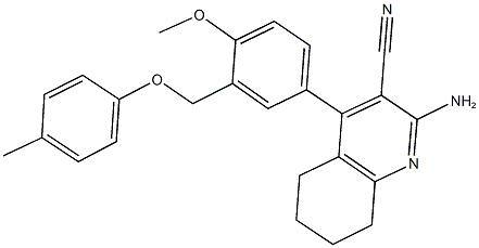 2-amino-4-{4-methoxy-3-[(4-methylphenoxy)methyl]phenyl}-5,6,7,8-tetrahydro-3-quinolinecarbonitrile Structure