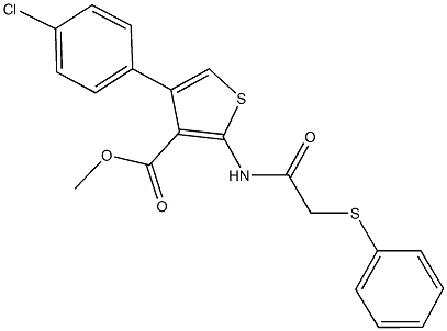 methyl 4-(4-chlorophenyl)-2-{[(phenylsulfanyl)acetyl]amino}-3-thiophenecarboxylate Struktur