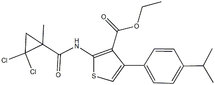 ethyl 2-{[(2,2-dichloro-1-methylcyclopropyl)carbonyl]amino}-4-(4-isopropylphenyl)-3-thiophenecarboxylate Struktur