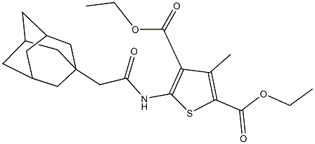 diethyl 5-[(1-adamantylacetyl)amino]-3-methyl-2,4-thiophenedicarboxylate,445038-00-6,结构式