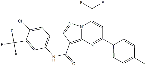 N-[4-chloro-3-(trifluoromethyl)phenyl]-7-(difluoromethyl)-5-(4-methylphenyl)pyrazolo[1,5-a]pyrimidine-3-carboxamide Struktur