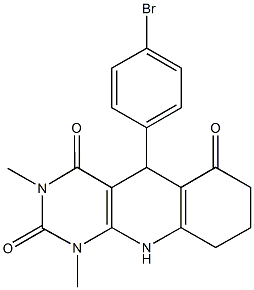 5-(4-bromophenyl)-1,3-dimethyl-5,8,9,10-tetrahydropyrimido[4,5-b]quinoline-2,4,6(1H,3H,7H)-trione 化学構造式