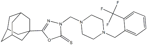 5-(1-adamantyl)-3-({4-[2-(trifluoromethyl)benzyl]-1-piperazinyl}methyl)-1,3,4-oxadiazole-2(3H)-thione Struktur