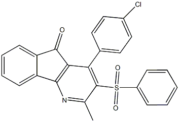 4-(4-chlorophenyl)-2-methyl-3-(phenylsulfonyl)-5H-indeno[1,2-b]pyridin-5-one,445221-45-4,结构式
