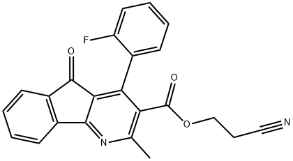 2-cyanoethyl 4-(2-fluorophenyl)-2-methyl-5-oxo-5H-indeno[1,2-b]pyridine-3-carboxylate 结构式