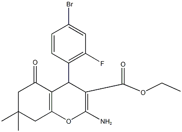 ethyl 2-amino-4-(4-bromo-2-fluorophenyl)-7,7-dimethyl-5-oxo-5,6,7,8-tetrahydro-4H-chromene-3-carboxylate Structure