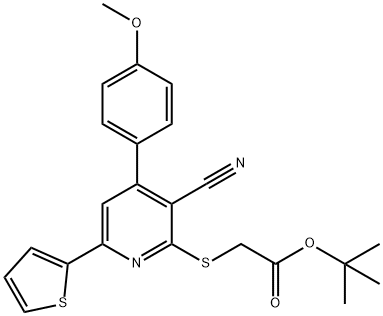 1,1-dimethylethyl ({3-cyano-4-[4-(methyloxy)phenyl]-6-thien-2-ylpyridin-2-yl}sulfanyl)acetate Struktur