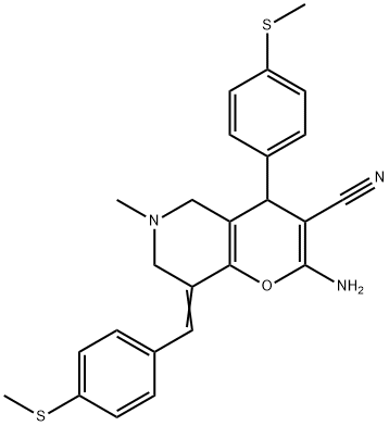 445222-14-0 2-amino-6-methyl-8-[4-(methylsulfanyl)benzylidene]-4-[4-(methylsulfanyl)phenyl]-5,6,7,8-tetrahydro-4H-pyrano[3,2-c]pyridine-3-carbonitrile