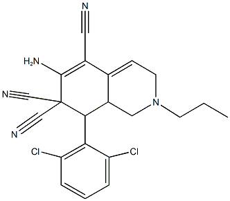 6-amino-8-(2,6-dichlorophenyl)-2-propyl-2,3,8,8a-tetrahydroisoquinoline-5,7,7(1H)-tricarbonitrile Structure