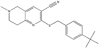 2-[(4-tert-butylbenzyl)sulfanyl]-6-methyl-5,6,7,8-tetrahydro[1,6]naphthyridine-3-carbonitrile,445222-20-8,结构式