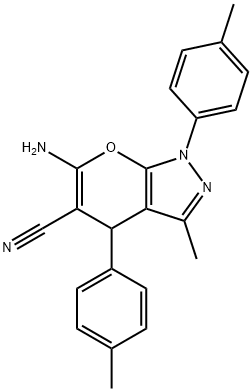 6-amino-3-methyl-1,4-bis(4-methylphenyl)-1,4-dihydropyrano[2,3-c]pyrazole-5-carbonitrile Structure