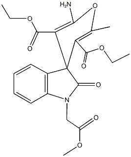 5-tert-butyl 3-ethyl 2-amino-1',3'-dihydro-1'-(2-methoxy-2-oxoethyl)-6-methyl-2'-oxospiro[4H-pyran-4,3'-(2'H)-indole]-3,5-dicarboxylate,445222-58-2,结构式