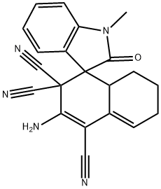 2-amino-1',3'-dihydro-1'-methyl-2'-oxo-4a,5,6,7-tetrahydro-1,3,3(4h)-tricyanospiro[naphthalene-4,3'-(2'H)-indole] Struktur