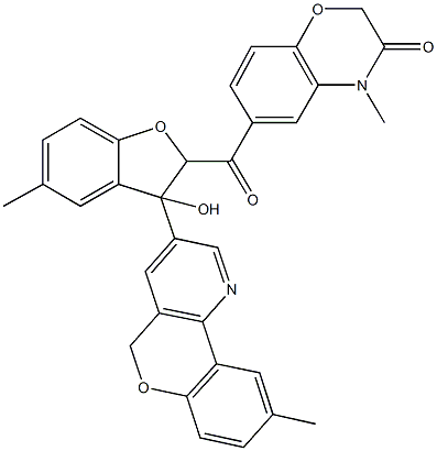 445224-24-8 6-{[3-hydroxy-5-methyl-3-(9-methyl-5H-chromeno[4,3-b]pyridin-3-yl)-2,3-dihydro-1-benzofuran-2-yl]carbonyl}-4-methyl-2H-1,4-benzoxazin-3(4H)-one