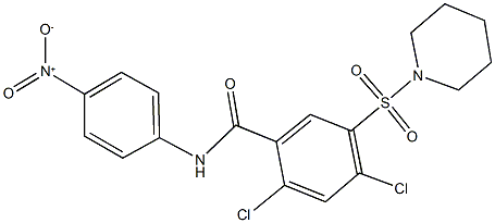 2,4-dichloro-N-{4-nitrophenyl}-5-(piperidin-1-ylsulfonyl)benzamide 化学構造式