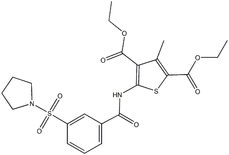 diethyl 3-methyl-5-{[3-(pyrrolidin-1-ylsulfonyl)benzoyl]amino}thiophene-2,4-dicarboxylate Struktur