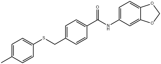 N-(1,3-benzodioxol-5-yl)-4-{[(4-methylphenyl)sulfanyl]methyl}benzamide 结构式