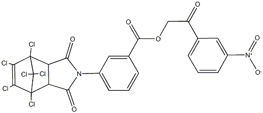 2-{3-nitrophenyl}-2-oxoethyl 3-(1,7,8,9,10,10-hexachloro-3,5-dioxo-4-azatricyclo[5.2.1.0~2,6~]dec-8-en-4-yl)benzoate 化学構造式