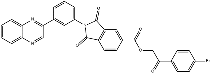 2-(4-bromophenyl)-2-oxoethyl 1,3-dioxo-2-[3-(2-quinoxalinyl)phenyl]-5-isoindolinecarboxylate,445228-12-6,结构式
