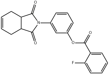 3-(1,3-dioxo-1,3,3a,4,7,7a-hexahydro-2H-isoindol-2-yl)phenyl 2-fluorobenzoate,445228-53-5,结构式