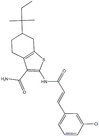 2-{[3-(3-chlorophenyl)acryloyl]amino}-6-tert-pentyl-4,5,6,7-tetrahydro-1-benzothiophene-3-carboxamide Structure