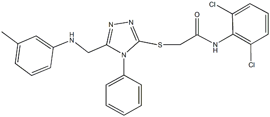 N-(2,6-dichlorophenyl)-2-{[4-phenyl-5-(3-toluidinomethyl)-4H-1,2,4-triazol-3-yl]sulfanyl}acetamide 结构式