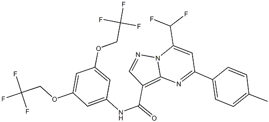 N-[3,5-bis(2,2,2-trifluoroethoxy)phenyl]-7-(difluoromethyl)-5-(4-methylphenyl)pyrazolo[1,5-a]pyrimidine-3-carboxamide Struktur