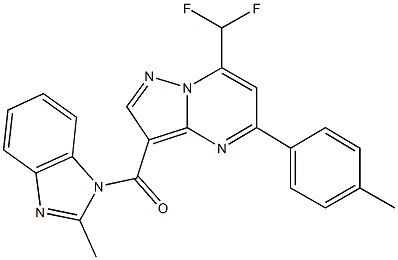 7-(difluoromethyl)-3-[(2-methyl-1H-benzimidazol-1-yl)carbonyl]-5-(4-methylphenyl)pyrazolo[1,5-a]pyrimidine,445230-14-8,结构式