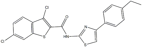 3,6-dichloro-N-[4-(4-ethylphenyl)-1,3-thiazol-2-yl]-1-benzothiophene-2-carboxamide Struktur