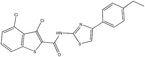 3,4-dichloro-N-[4-(4-ethylphenyl)-1,3-thiazol-2-yl]-1-benzothiophene-2-carboxamide 化学構造式