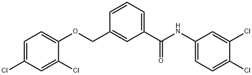 3-[(2,4-dichlorophenoxy)methyl]-N-(3,4-dichlorophenyl)benzamide 化学構造式