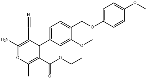 ethyl 6-amino-5-cyano-4-{3-methoxy-4-[(4-methoxyphenoxy)methyl]phenyl}-2-methyl-4H-pyran-3-carboxylate,445231-45-8,结构式