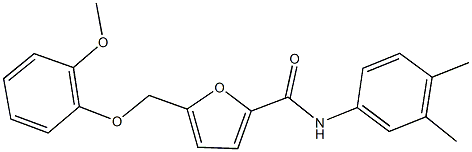 N-(3,4-dimethylphenyl)-5-[(2-methoxyphenoxy)methyl]-2-furamide 化学構造式