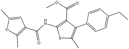 methyl 2-[(2,5-dimethyl-3-furoyl)amino]-4-(4-ethylphenyl)-5-methyl-3-thiophenecarboxylate,445231-76-5,结构式