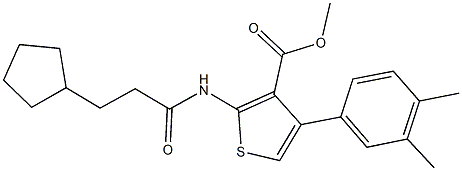 methyl 2-[(3-cyclopentylpropanoyl)amino]-4-(3,4-dimethylphenyl)-3-thiophenecarboxylate Structure